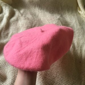 Pink French beret hat